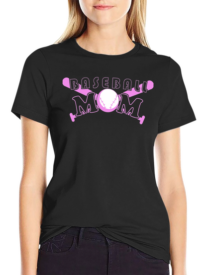 Baseball Mom Pink Graphic T-Shirt