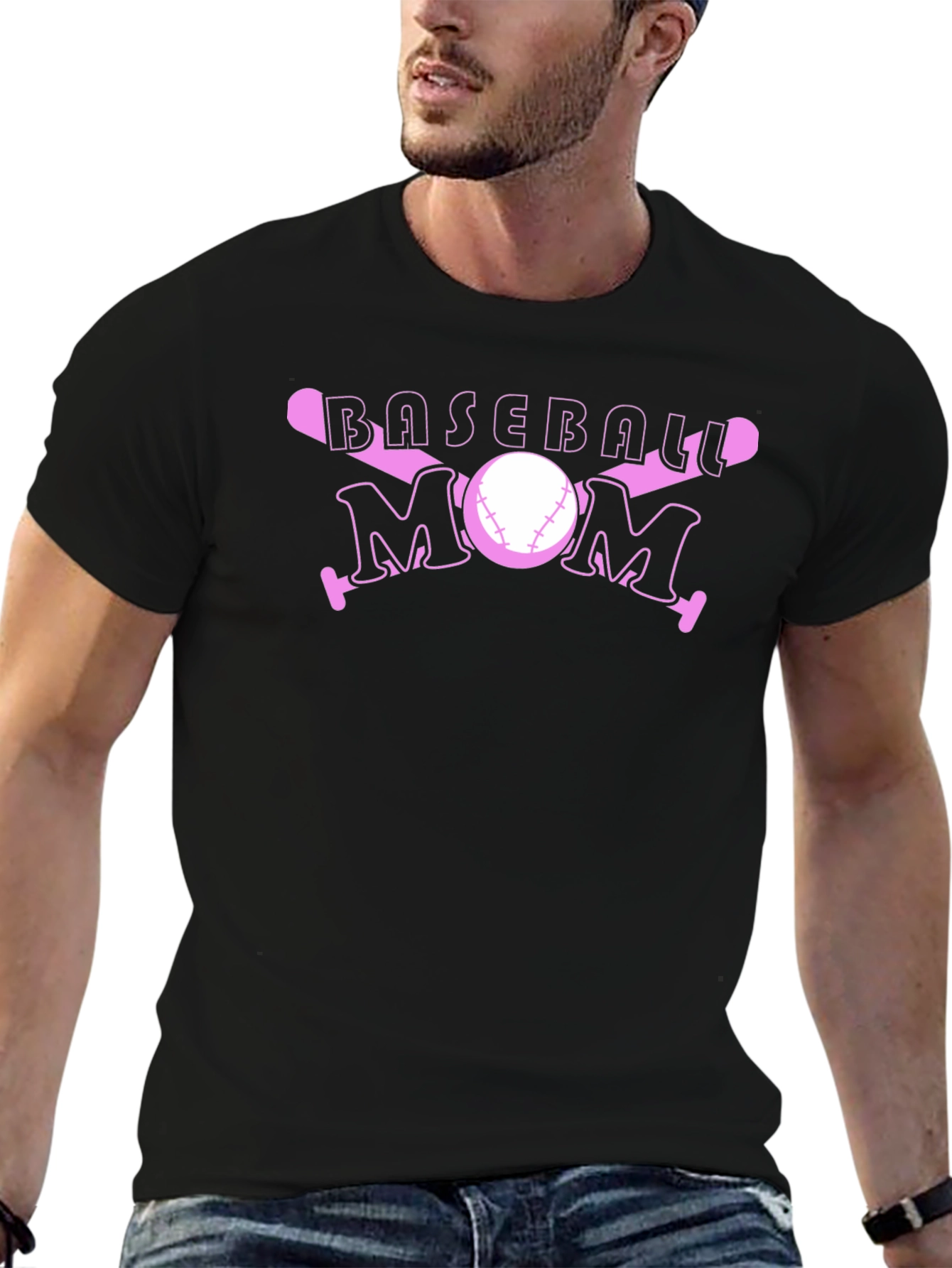 Baseball Mom Pink Graphic T-Shirt