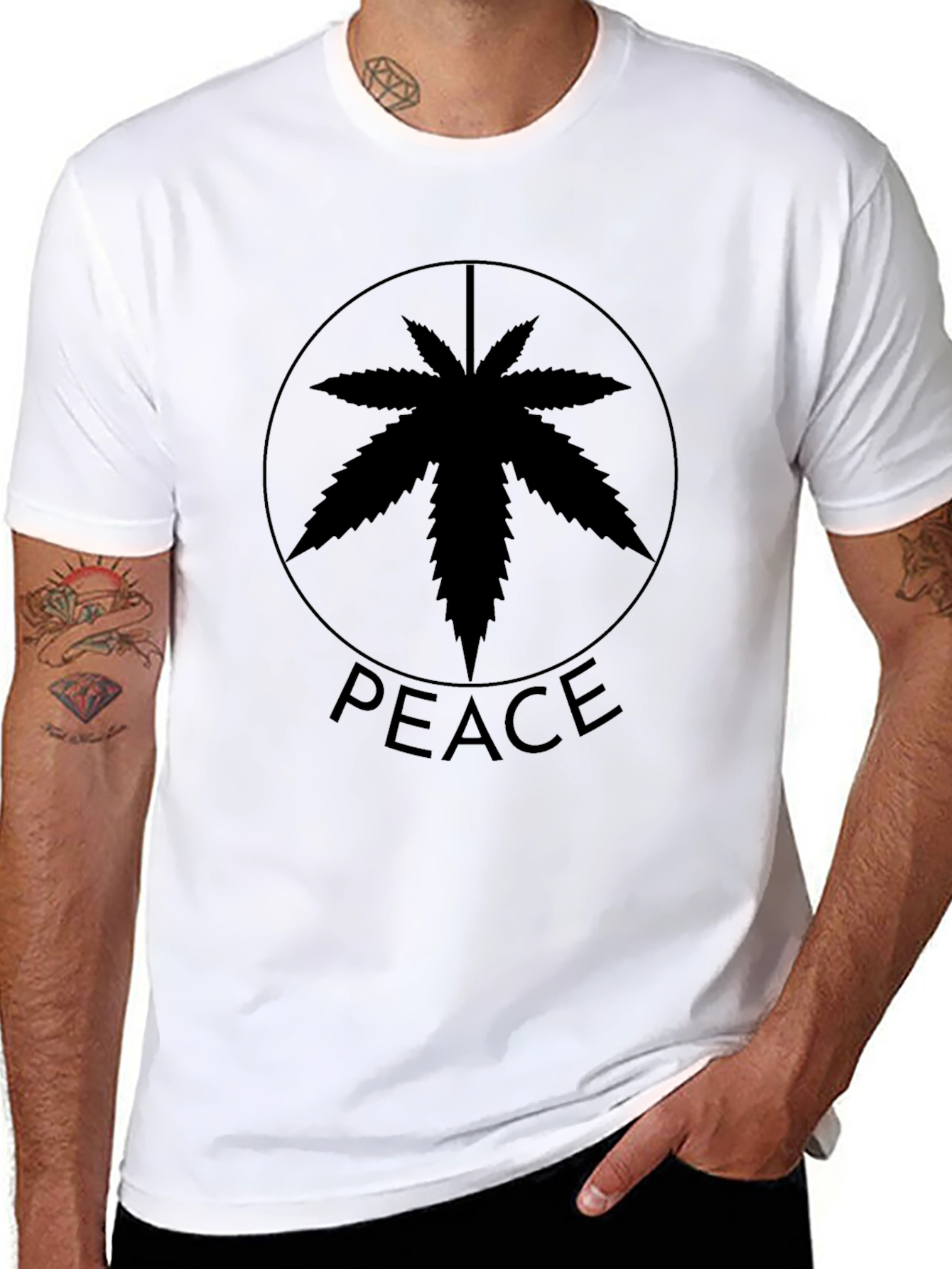 Peace Symbol Cannabis Leaf T-Shirt