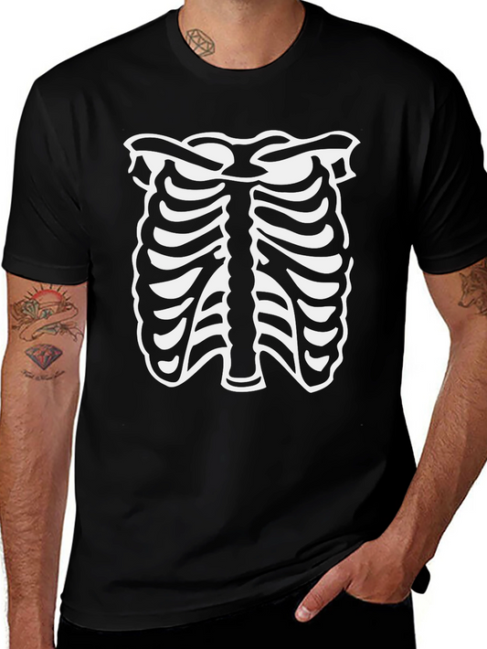 Skeleton Rib Cage Halloween T-Shirt - Black