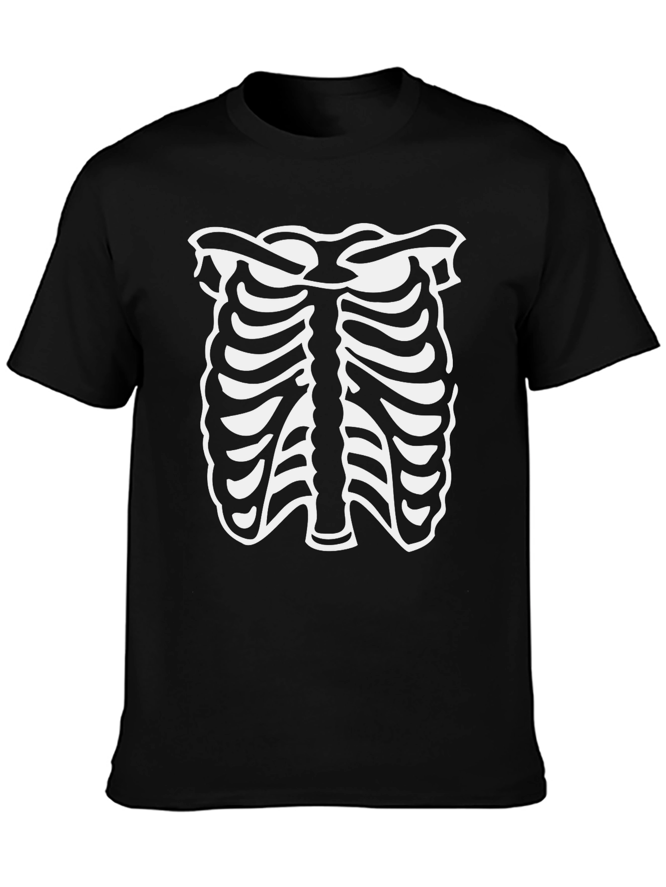 Skeleton Rib Cage Halloween T-Shirt - Black