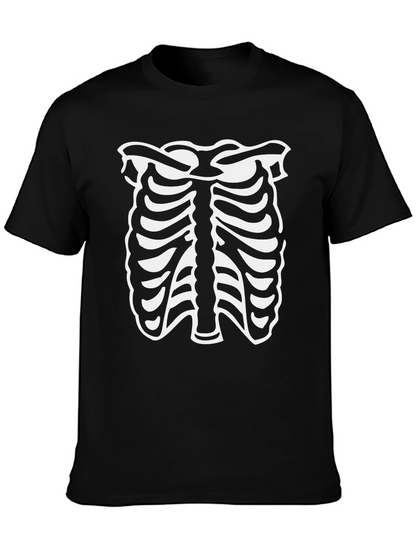 Skeleton Rib Cage Halloween T-Shirt - Black