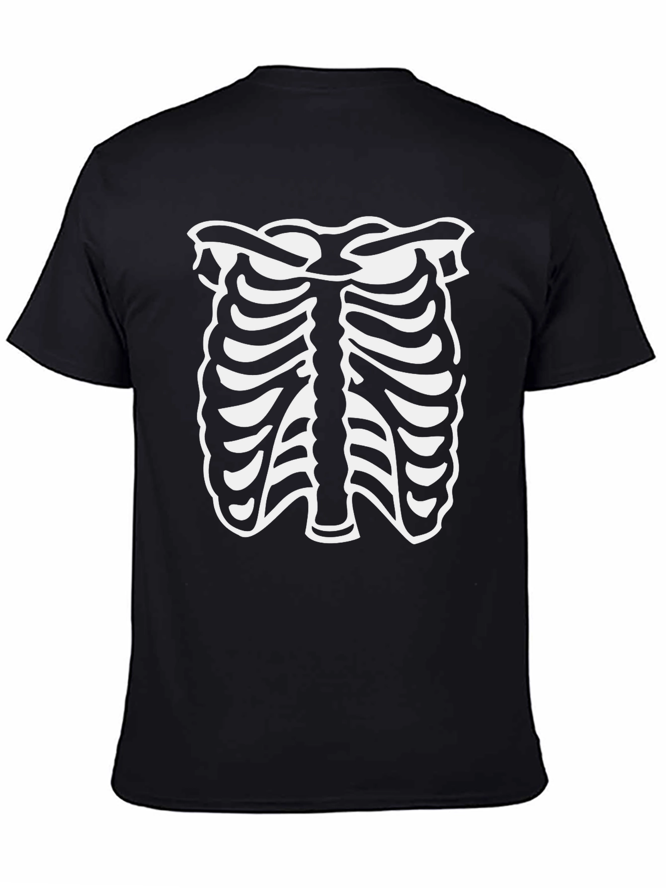 Skeleton Rib Cage Halloween T-Shirt - Black