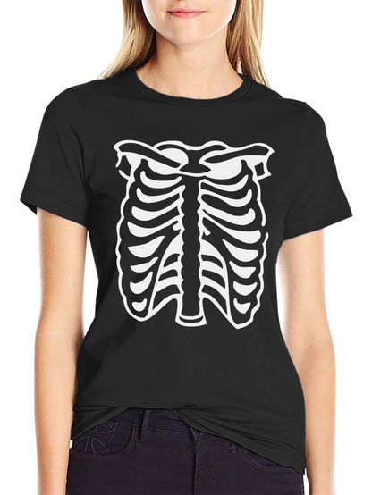 Skeleton Rib Cage Halloween T-Shirt - Black