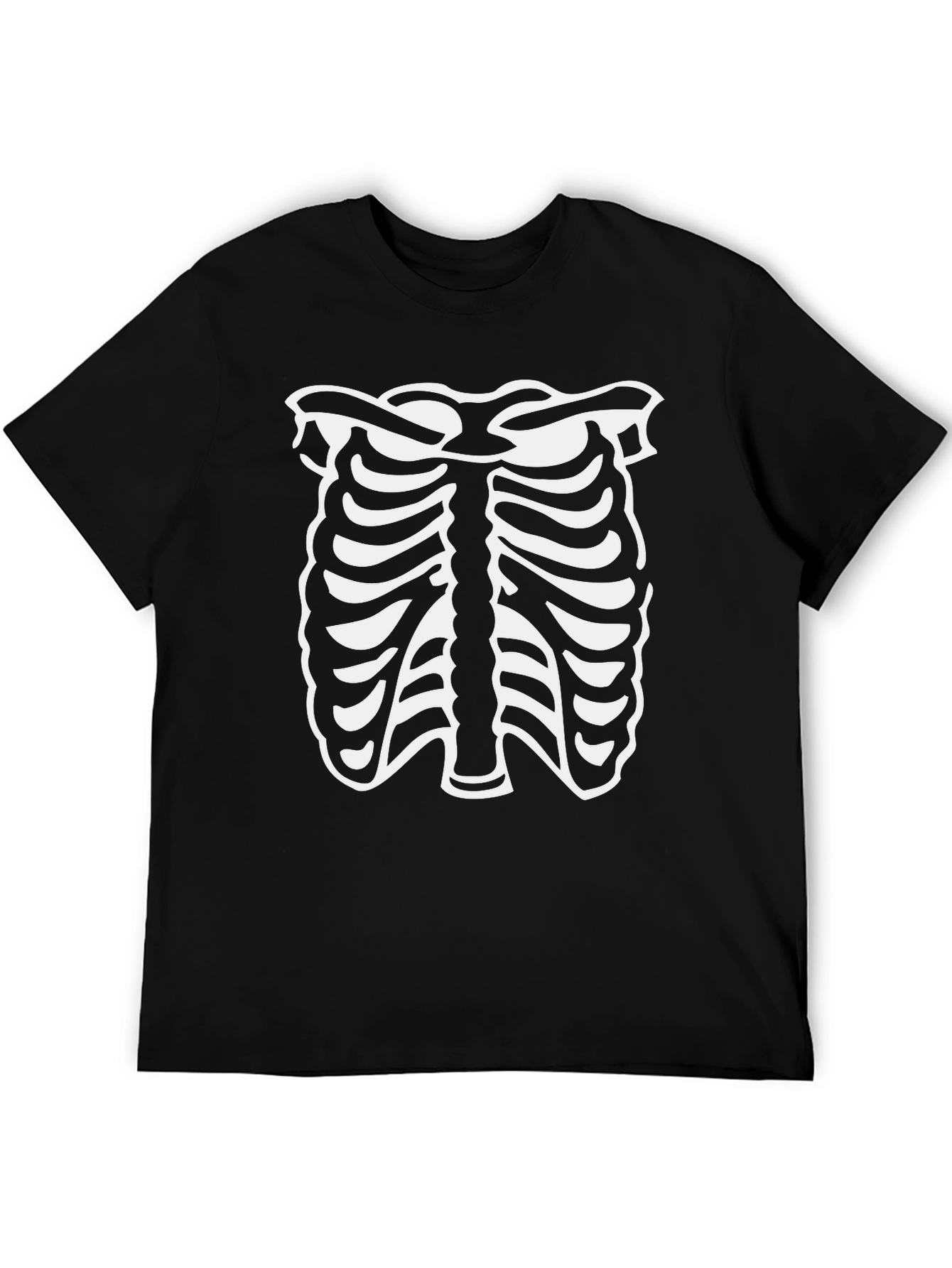 Skeleton Rib Cage Halloween T-Shirt - Black