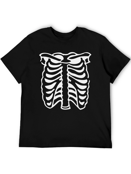 Skeleton Rib Cage Halloween T-Shirt - Black