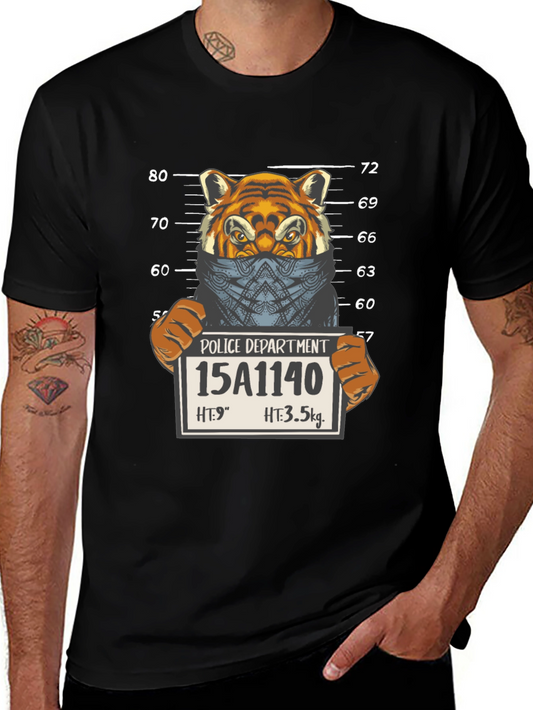 Tiger Mugshot Graphic Tee - Unisex Black T-Shirt