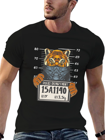 Tiger Mugshot Graphic Tee - Unisex Black T-Shirt