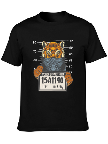 Tiger Mugshot Graphic Tee - Unisex Black T-Shirt