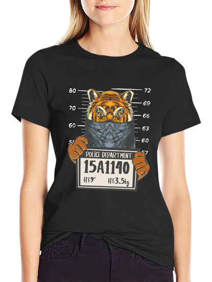 Tiger Mugshot Graphic Tee - Unisex Black T-Shirt