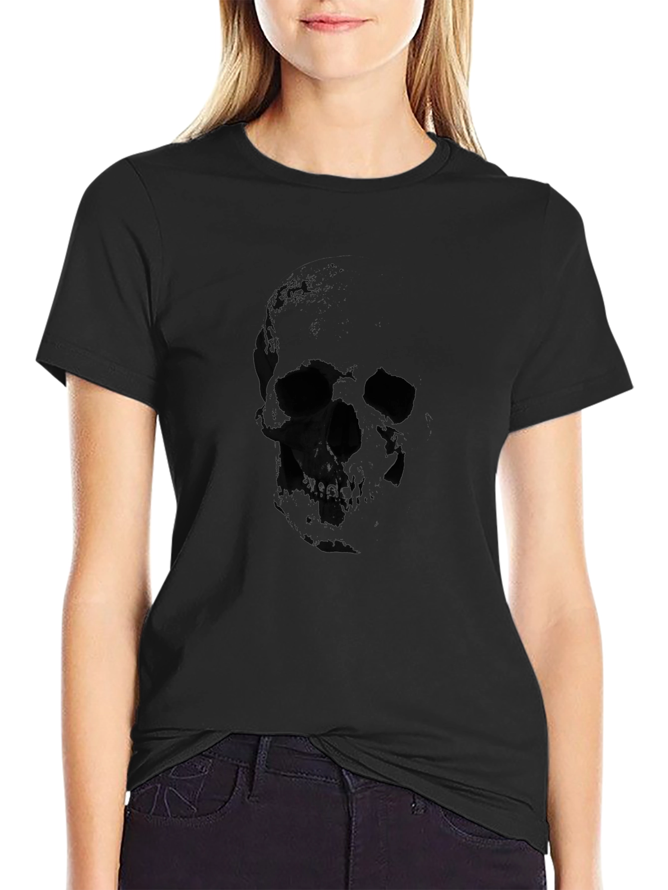 Mens Black Skull Graphic T-Shirt