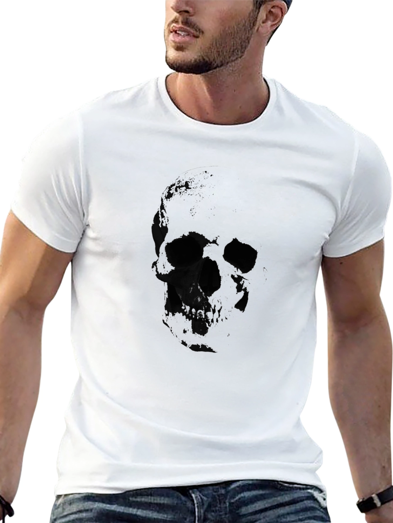 Mens Black Skull Graphic T-Shirt