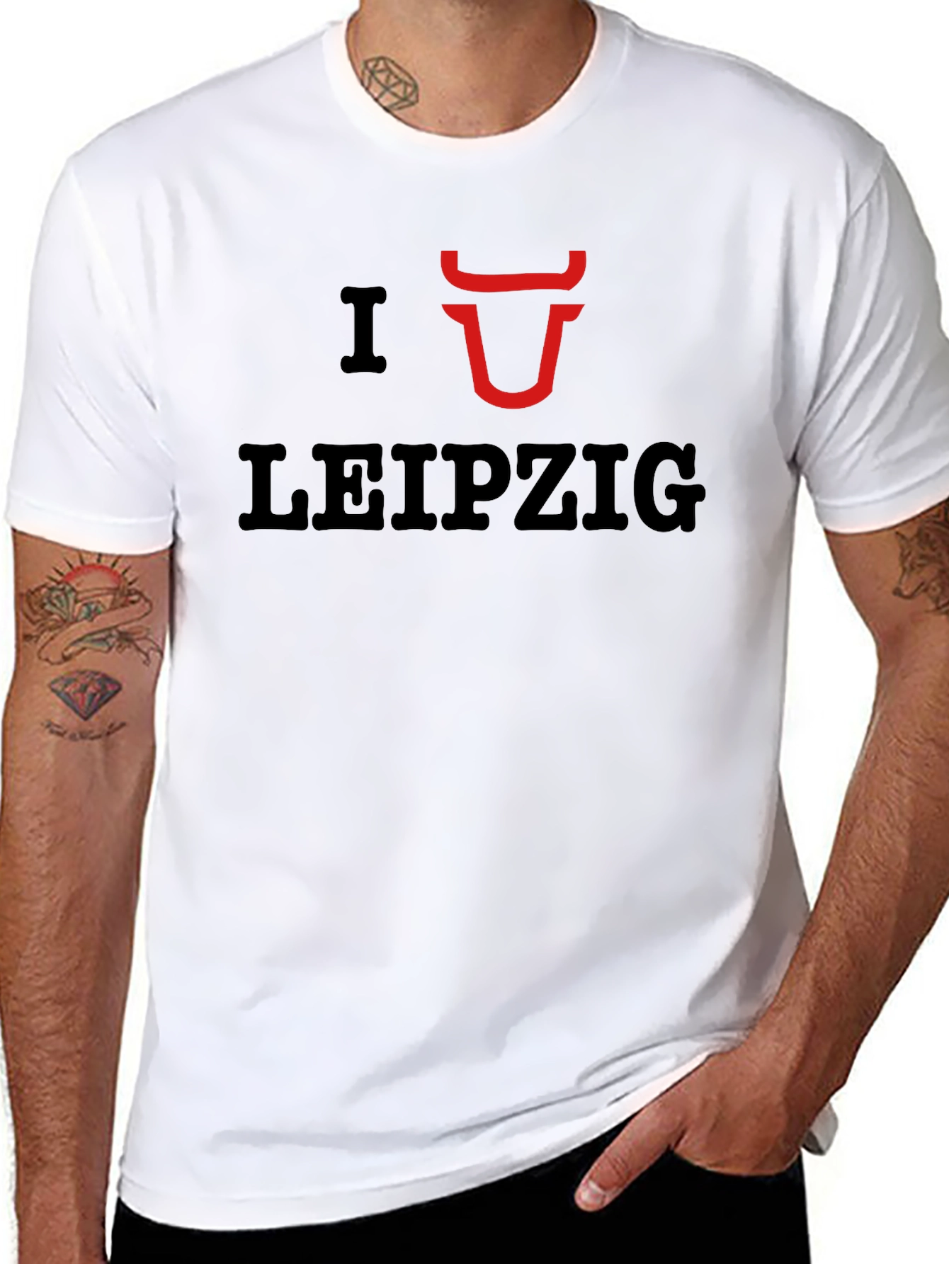 I Love Leipzig Bull Red Horns Graphic Tee