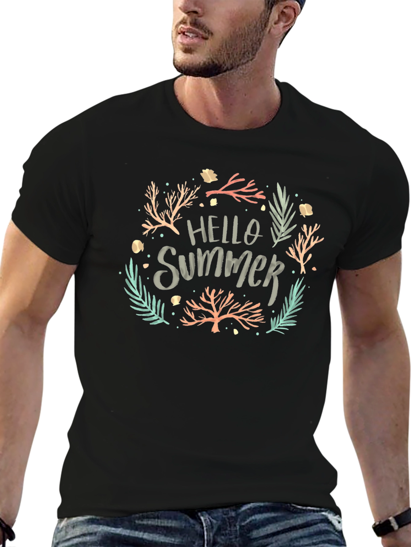 Hello Summer Tee - Black Graphic T-Shirt