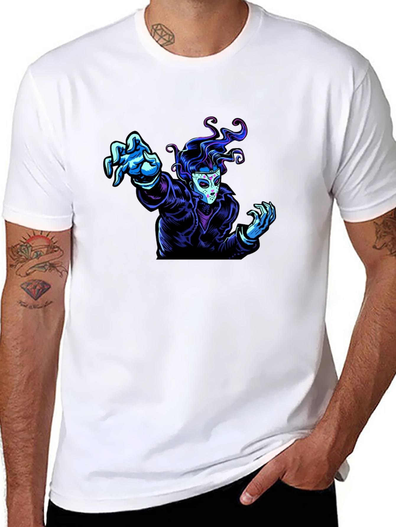 Graphic Tee - Masked Figure Design