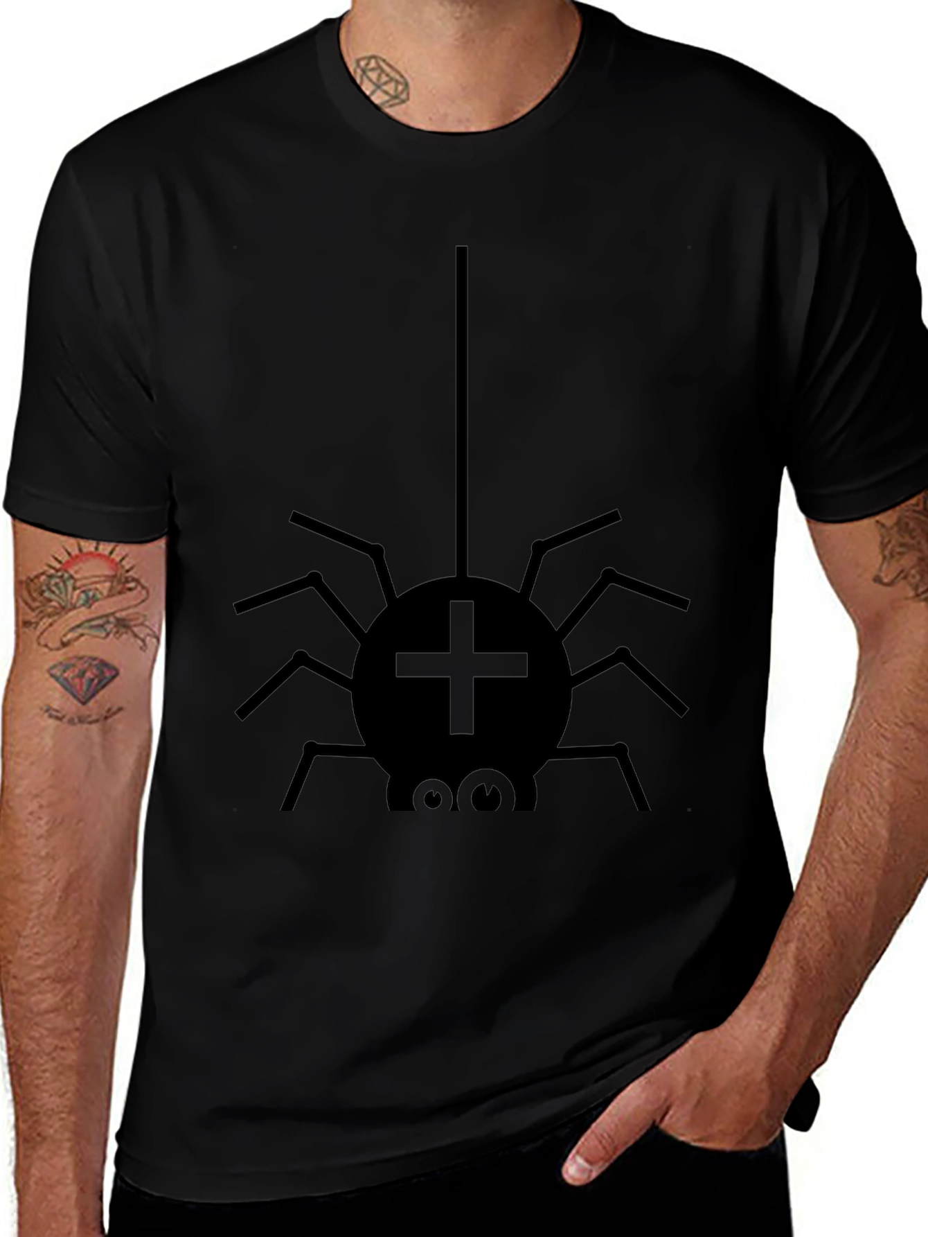Funny Spider Graphic Tee - Black