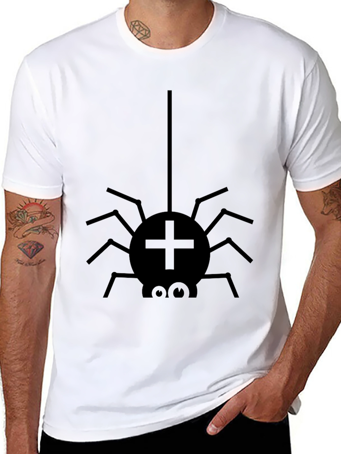 Funny Spider Graphic Tee - Black
