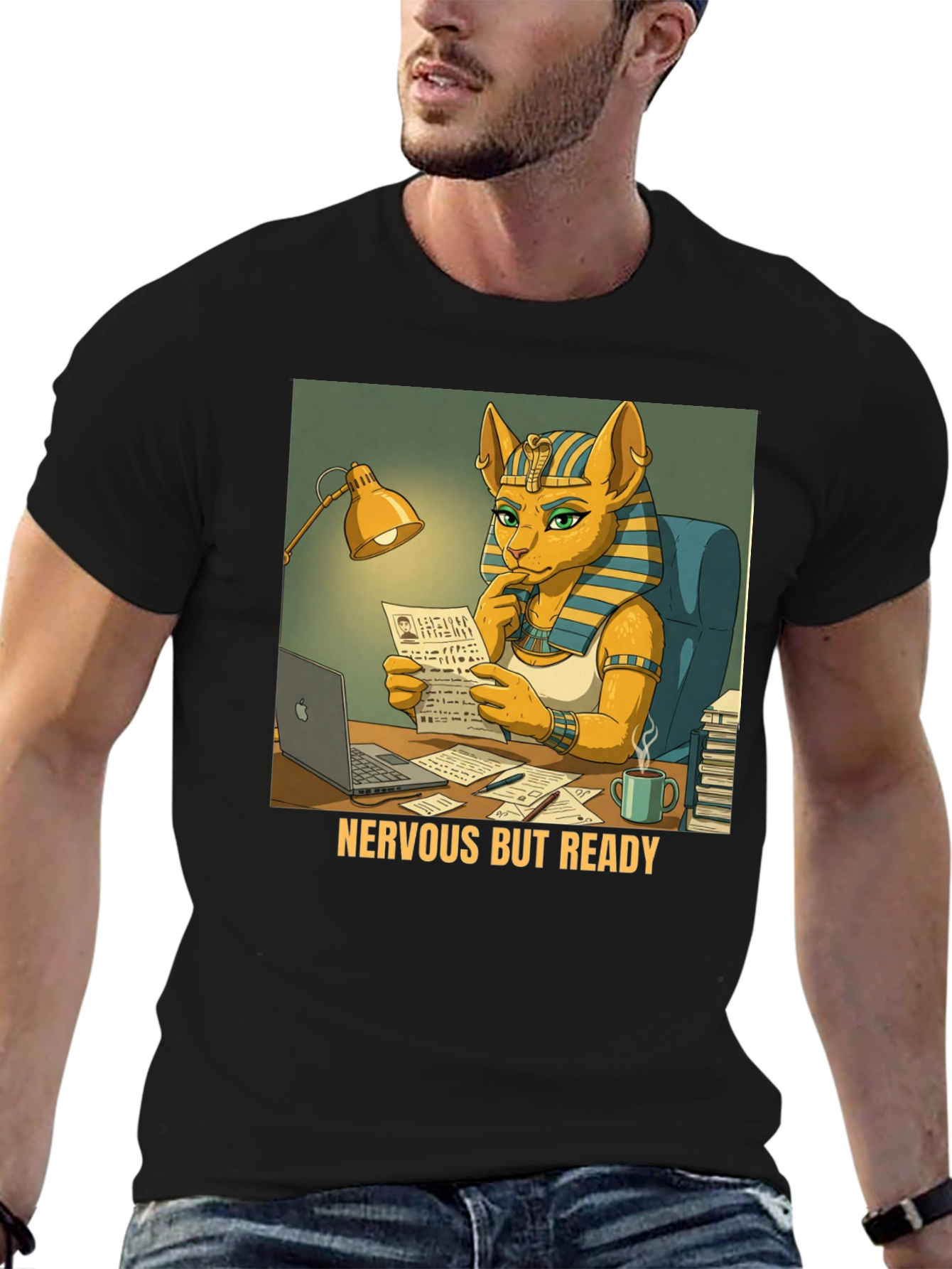Nervous But Ready Cat Pharaoh T-Shirt