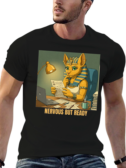 Nervous But Ready Cat Pharaoh T-Shirt