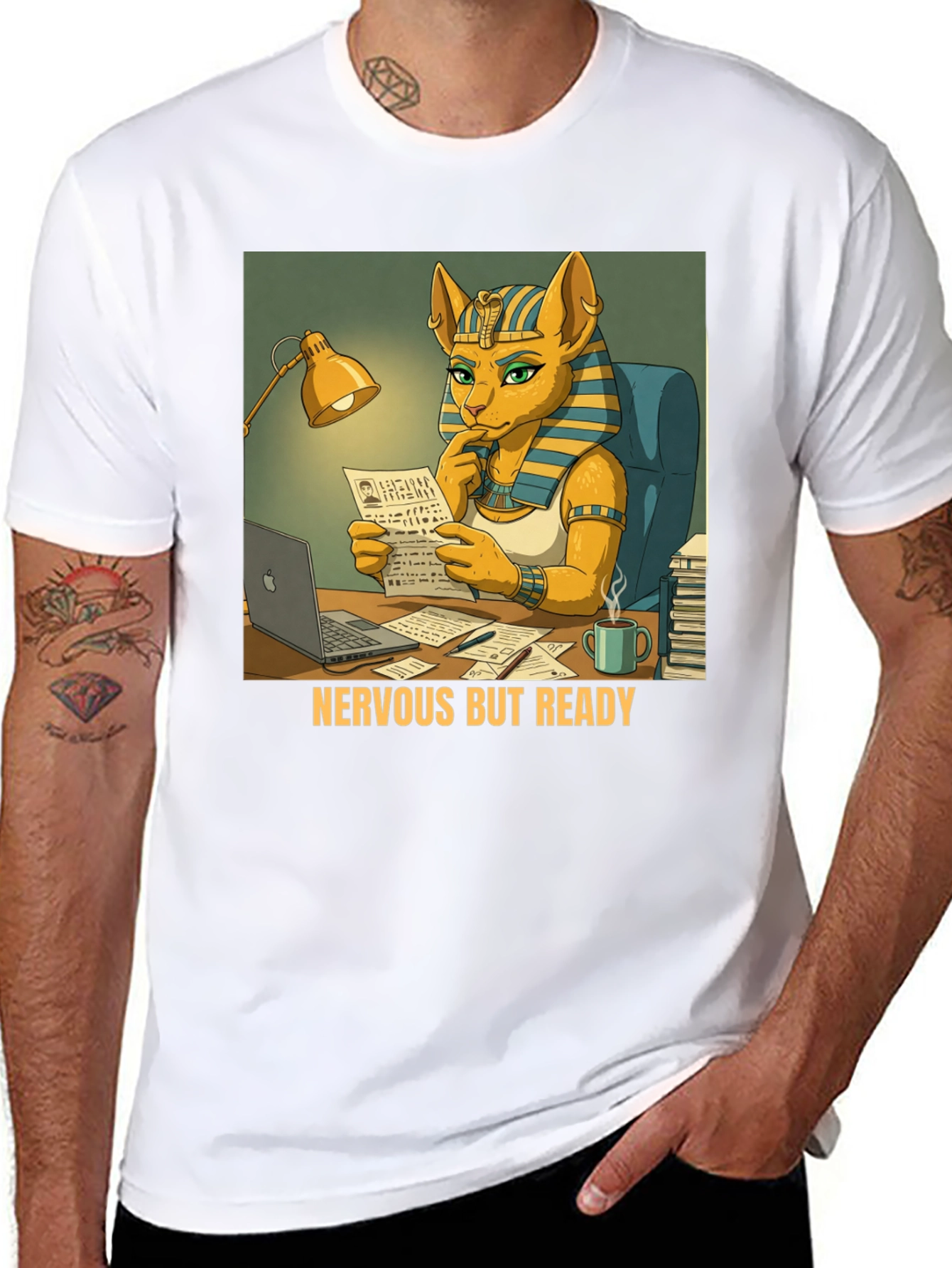 Nervous But Ready Cat Pharaoh T-Shirt