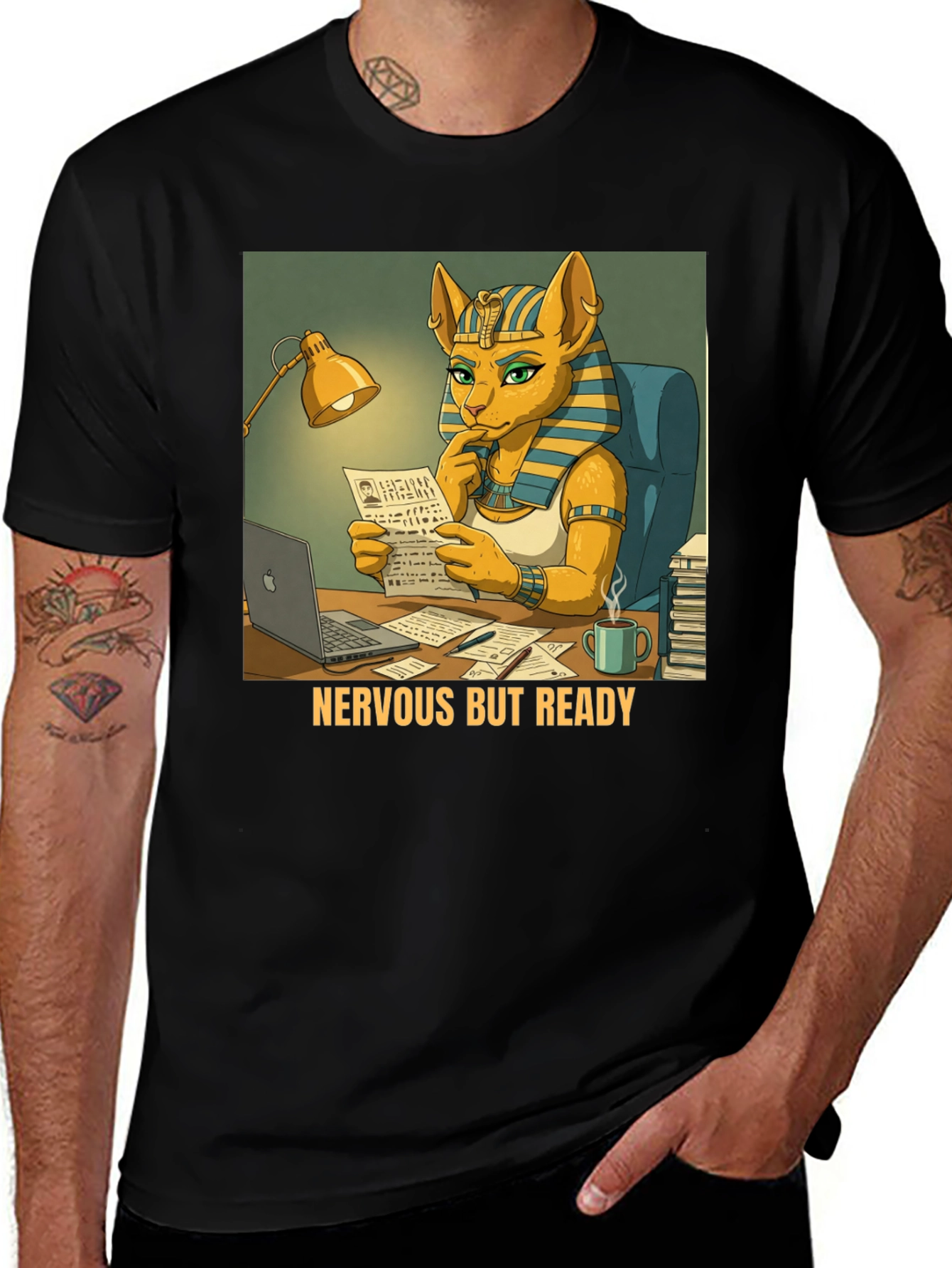 Nervous But Ready Cat Pharaoh T-Shirt