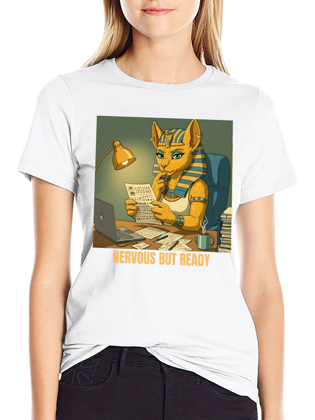 Nervous But Ready Cat Pharaoh T-Shirt