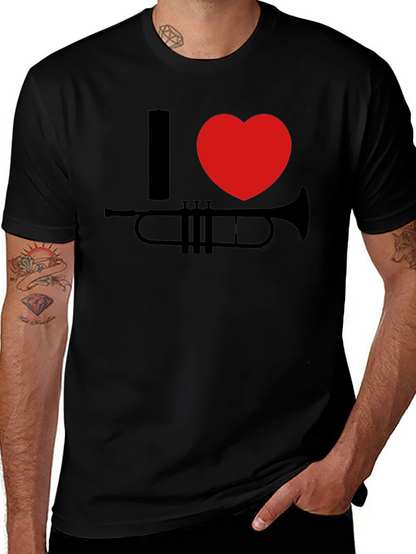 I Heart Trumpet Graphic Tee - Black