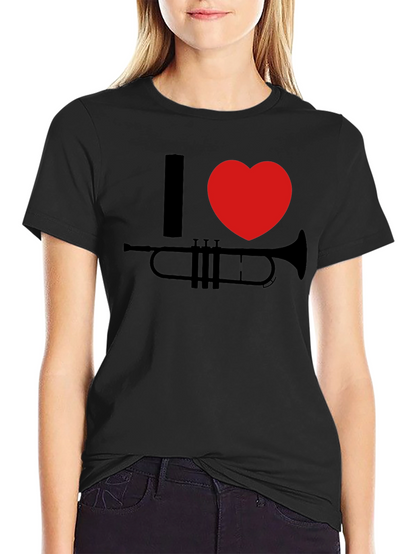 I Heart Trumpet Graphic Tee - Black