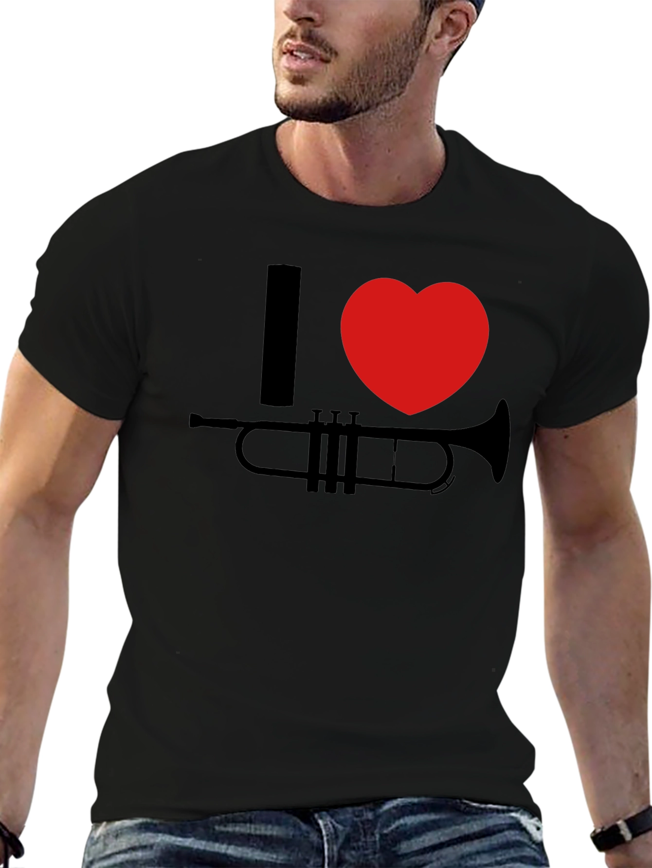 I Heart Trumpet Graphic Tee - Black