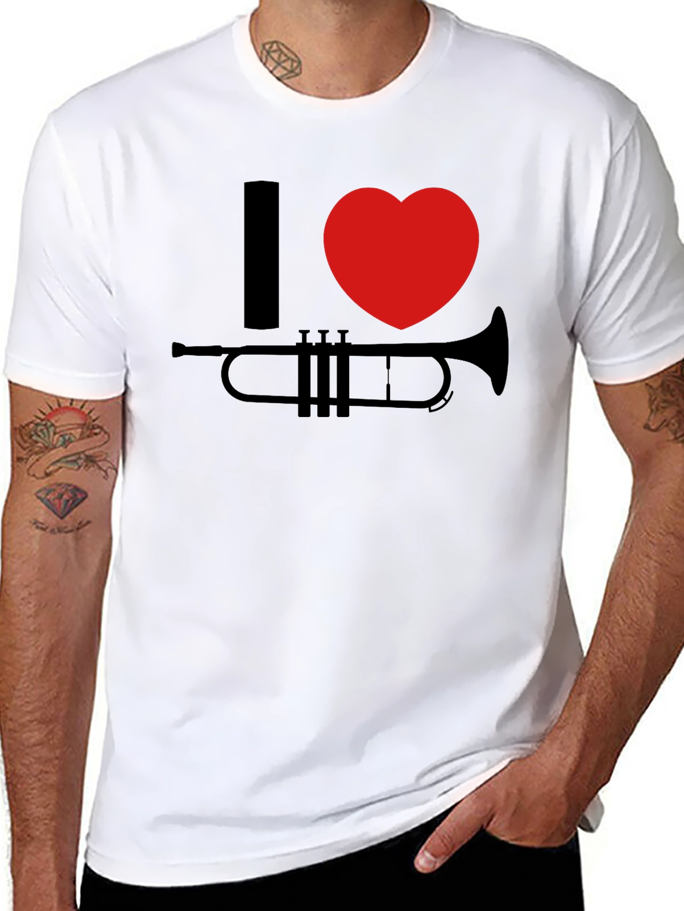 I Heart Trumpet Graphic Tee - Black