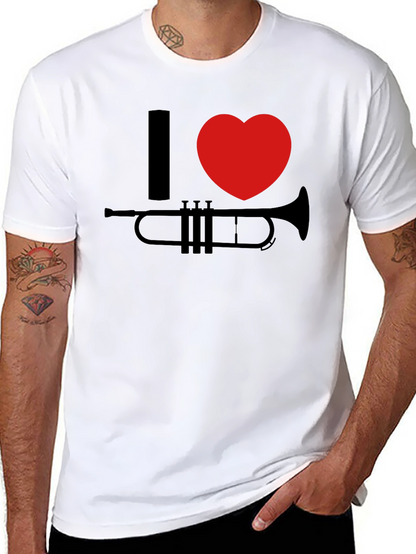 I Heart Trumpet Graphic Tee - Black