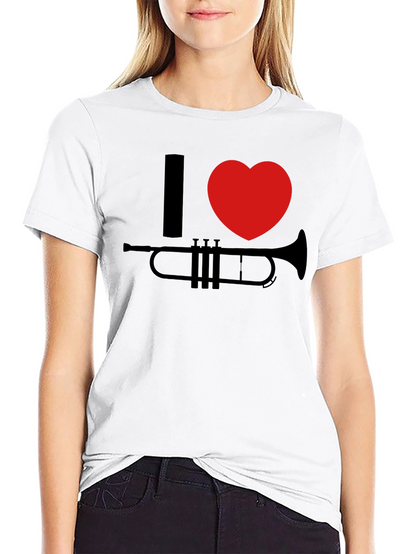 I Heart Trumpet Graphic Tee - Black