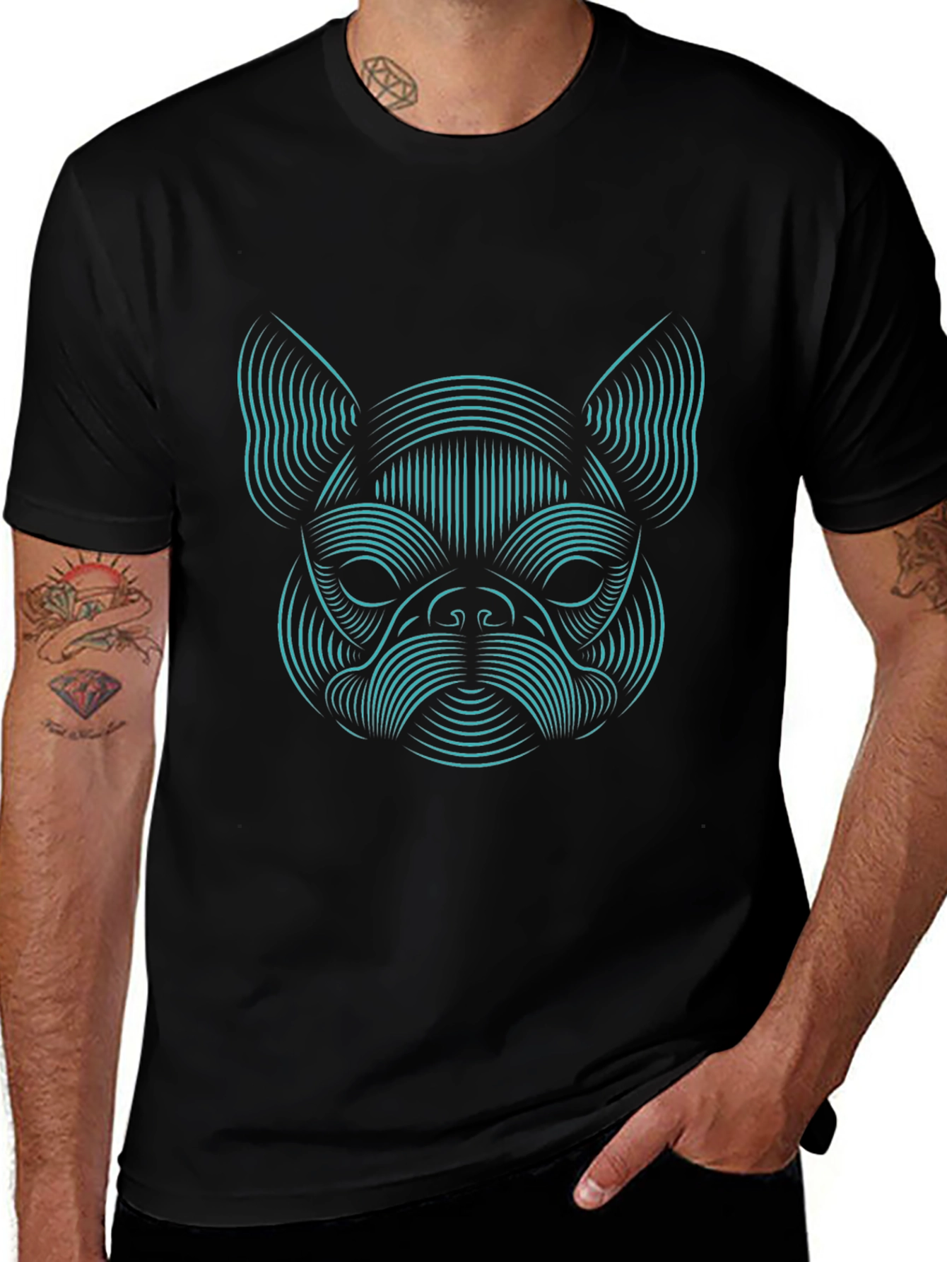 Abstract Dog Graphic Tee - Black Unisex T-Shirt