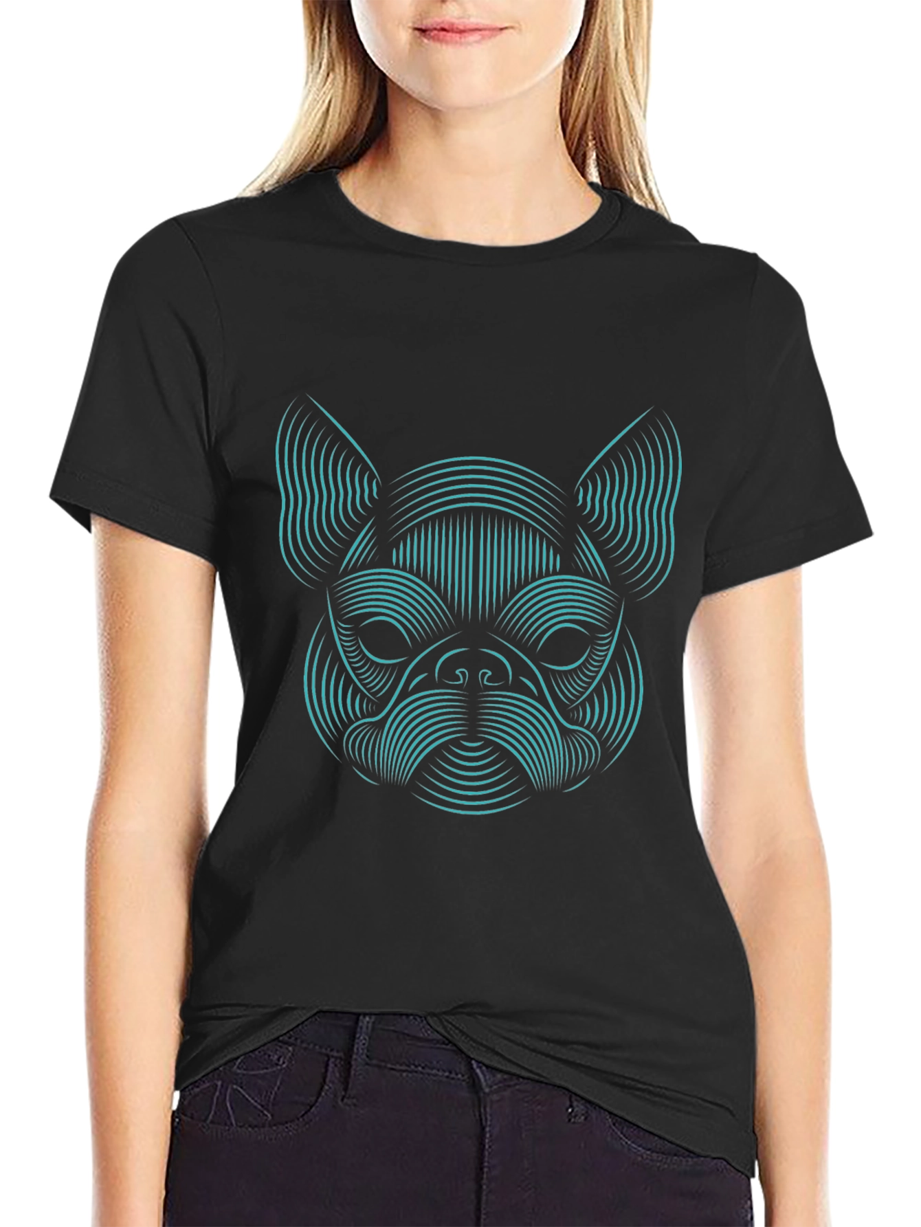 Abstract Dog Graphic Tee - Black Unisex T-Shirt