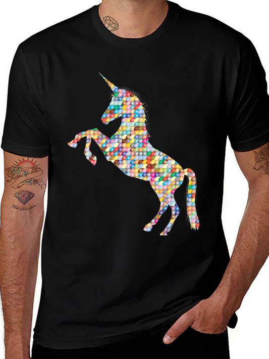 Colorful Unicorn Graphic Tee - Black
