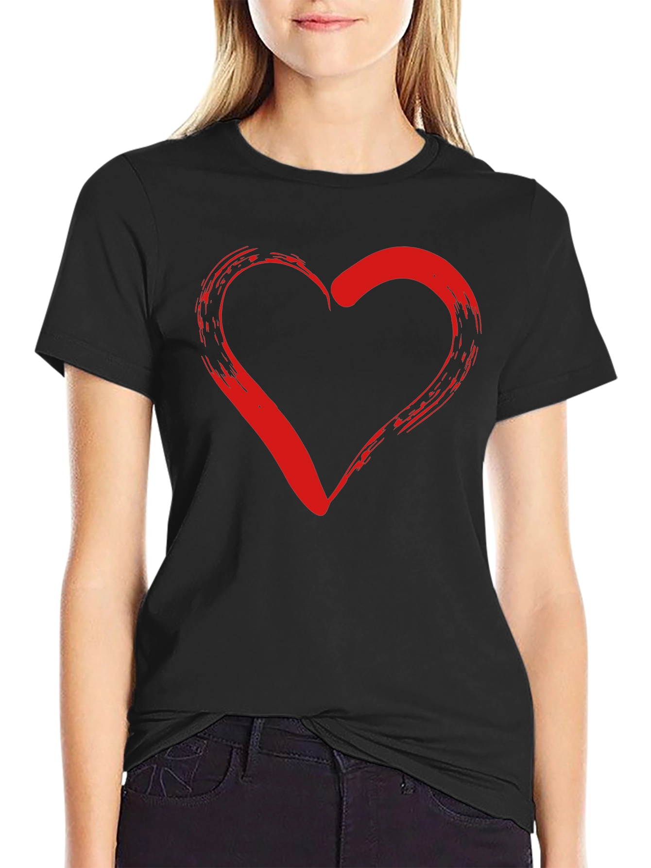 Heart Graphic Black T-Shirt - Stylish Casual Wear