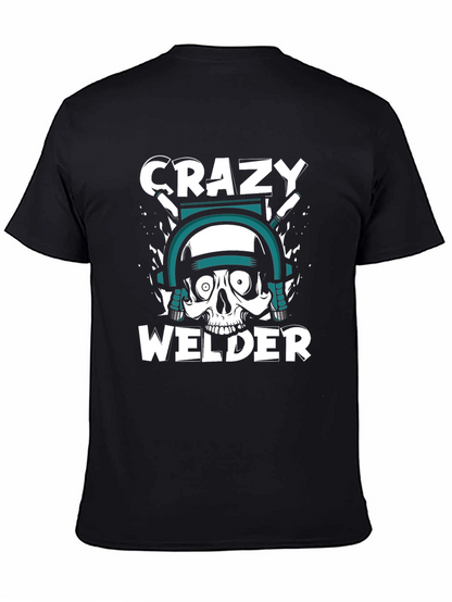 Crazy Welder Skull Graphic T-Shirt - Black