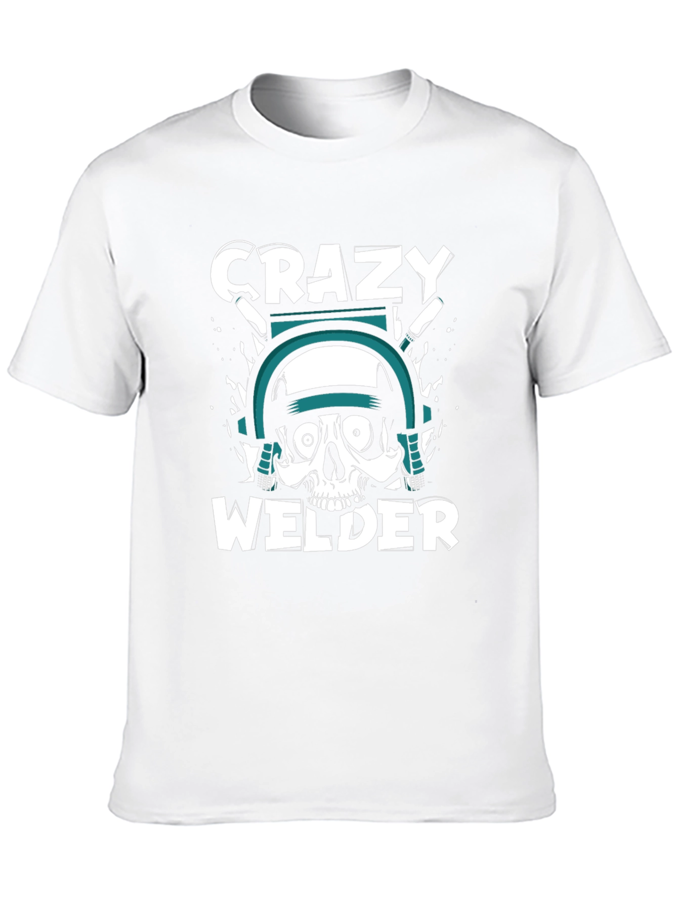 Crazy Welder Skull Graphic T-Shirt - Black