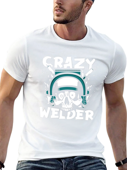 Crazy Welder Skull Graphic T-Shirt - Black