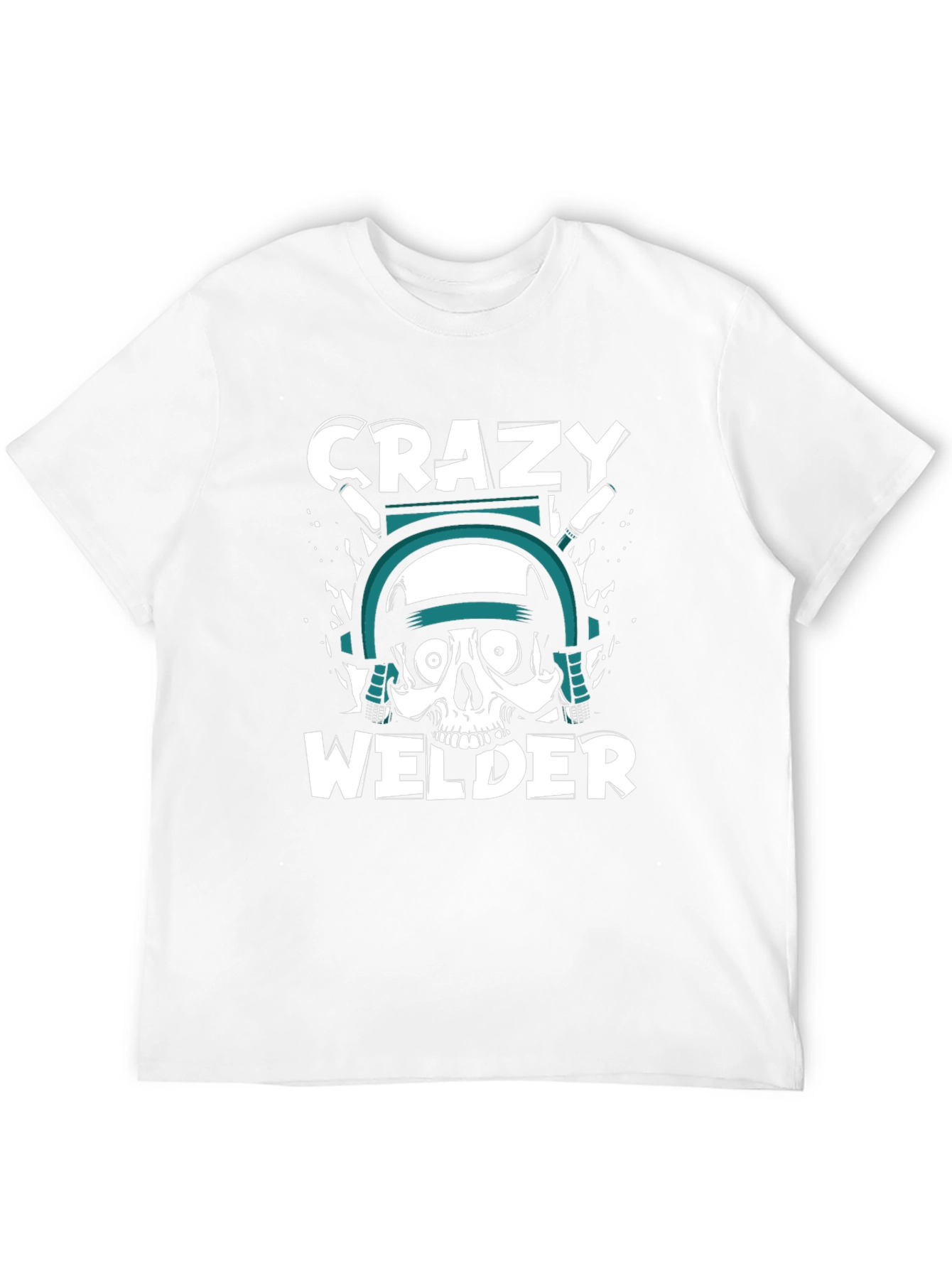 Crazy Welder Skull Graphic T-Shirt - Black