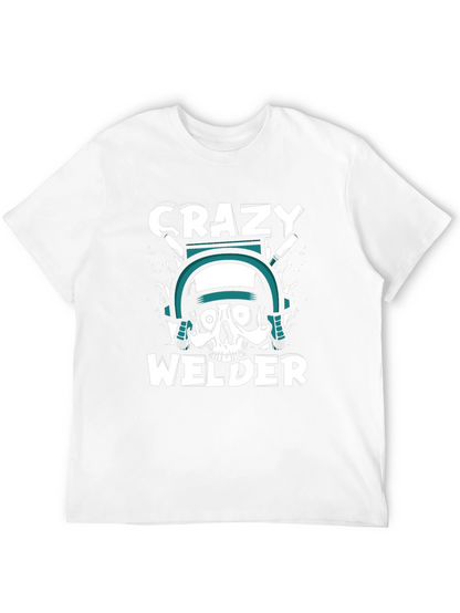 Crazy Welder Skull Graphic T-Shirt - Black