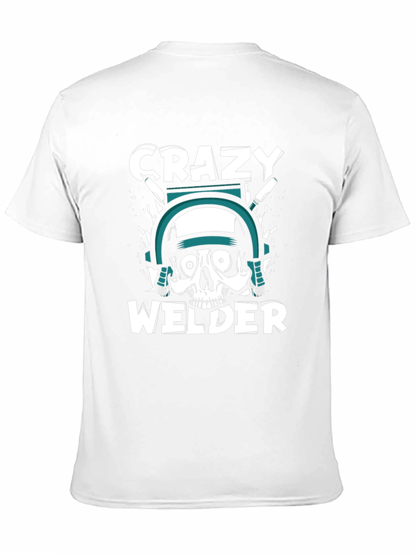Crazy Welder Skull Graphic T-Shirt - Black