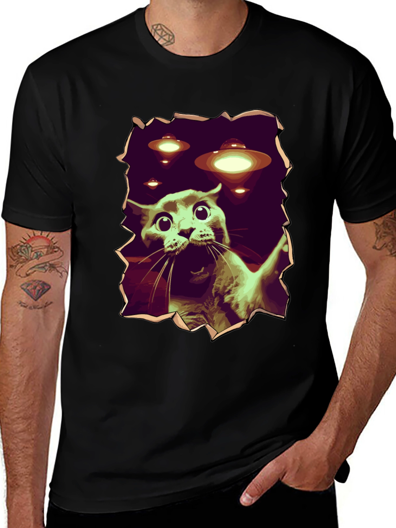 UFO Cat T-Shirt - Funny Alien Abduction Tee