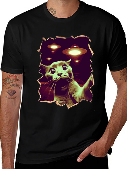 UFO Cat T-Shirt - Funny Alien Abduction Tee