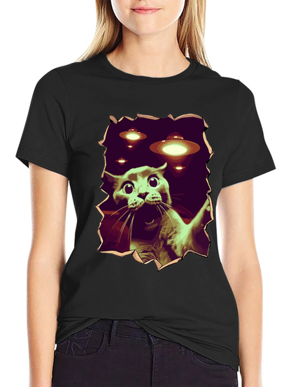 UFO Cat T-Shirt - Funny Alien Abduction Tee
