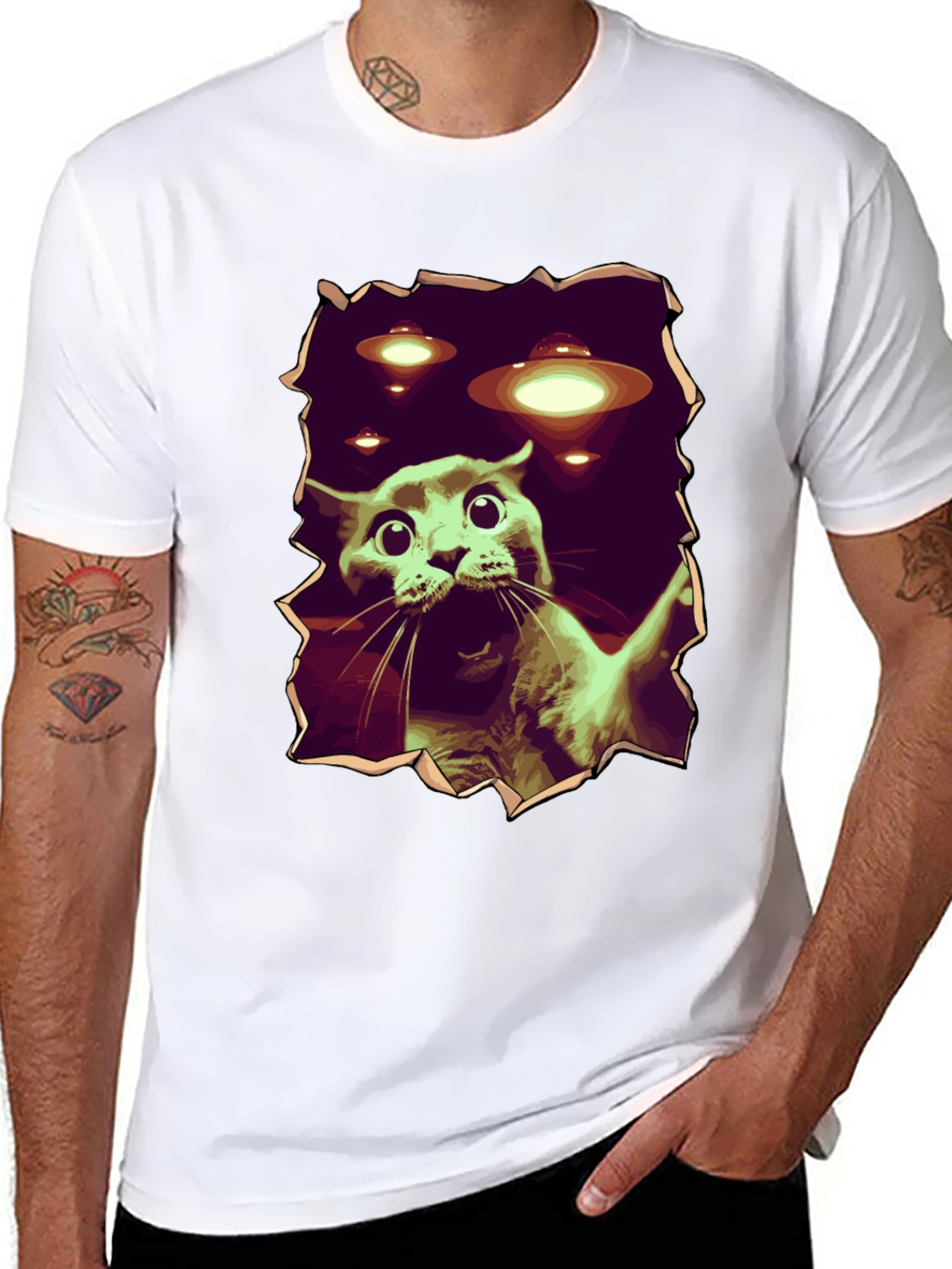 UFO Cat T-Shirt - Funny Alien Abduction Tee
