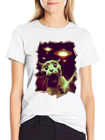 UFO Cat T-Shirt - Funny Alien Abduction Tee