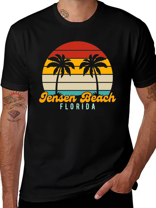Jensen Beach Florida Palm Tree Sunset Graphic Tee