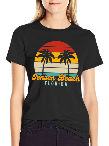 Jensen Beach Florida Palm Tree Sunset Graphic Tee