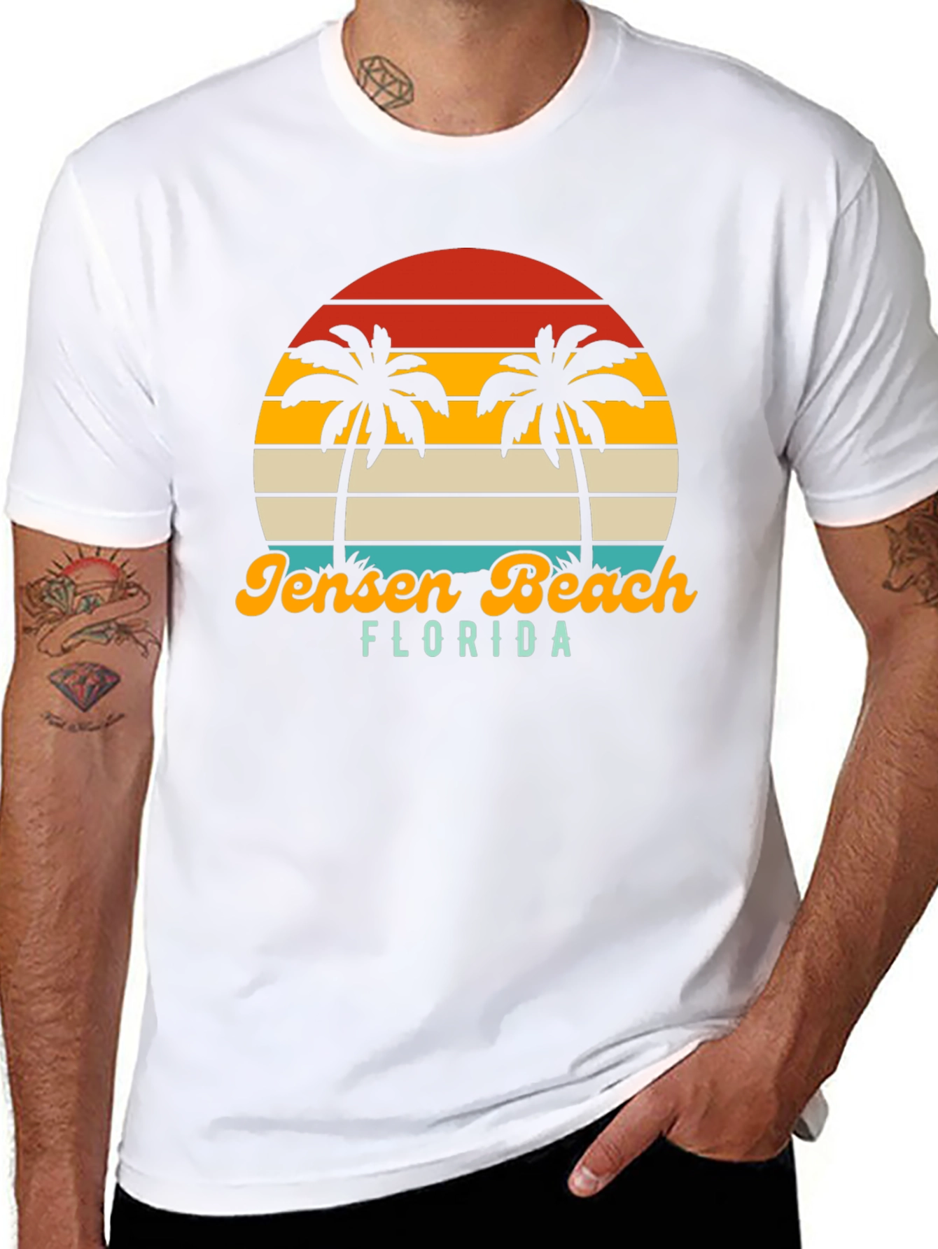 Jensen Beach Florida Palm Tree Sunset Graphic Tee
